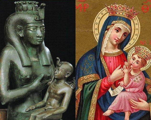 Isis allaitant Horus-Marie allaitant Jsus