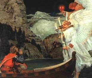 The Knight of the Holy Grail, peint par Frederick J. WAUGH en 1912