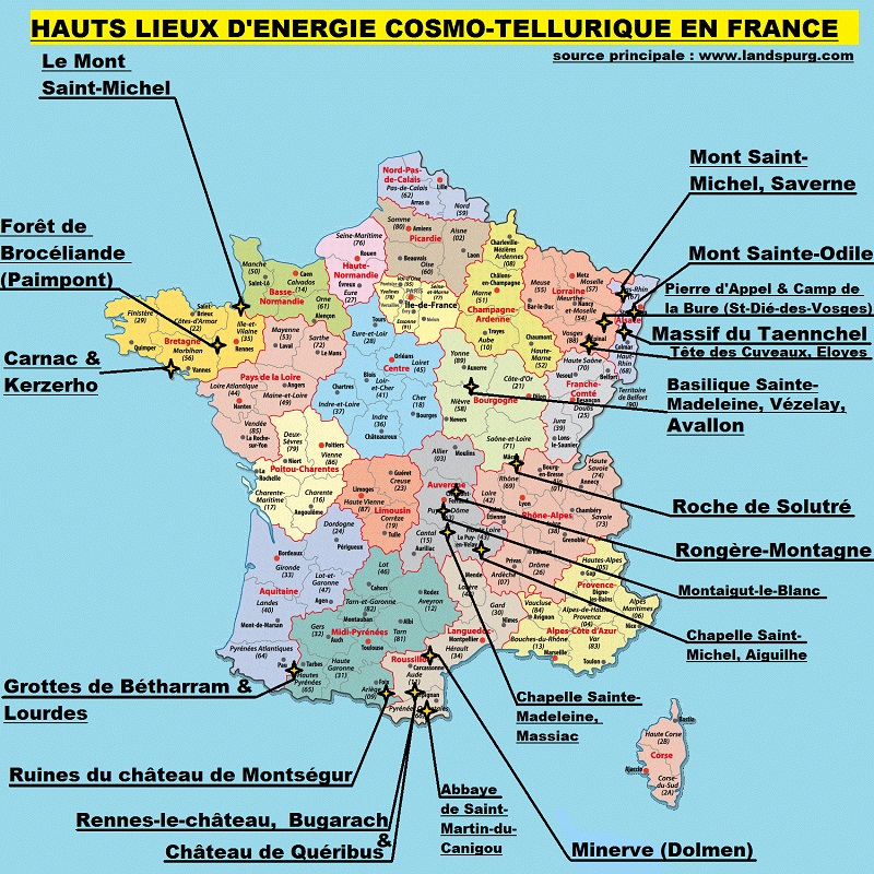 Hauts-lieux d'nergie cosmo-tellurique en France