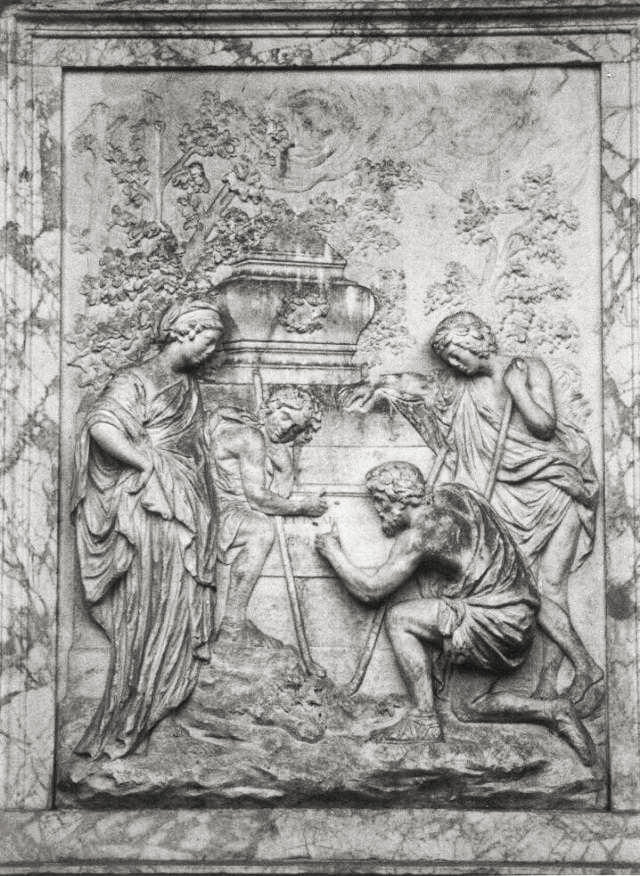 Copie inverse du tableau Les Bergers d'Arcadie, de Nicolas POUSSIN,  Shugborough Hall